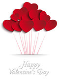 Valentines Day Heart Balloons on Red Background