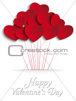 Valentines Day Heart Balloons on Red Background