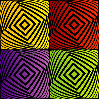 Abstract striped warped optical illusion