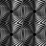 Abstract striped warped hexagonal optical illusion