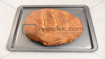 Freshly-baked bread, hot from the oven