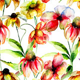 Seamless wallpaper with spring flowers