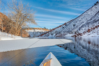 winter canoe paddling