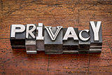 privacy word in metal type