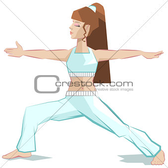 Girl yoga. Virabhadrasana
