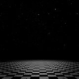 Night sky and checkered floor