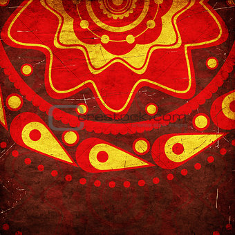 Red ornament on grunge background