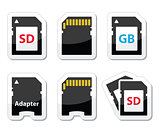 SD, memory card, adapter icons set