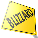 Road sign with blizzard