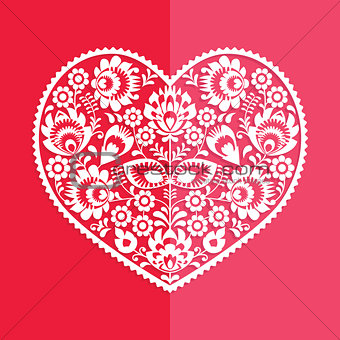 Valentine's Day card - Polish folk art heart Wycinanka