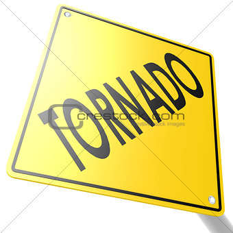 Road sign with tornado