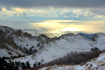 Winter, mountains and sea