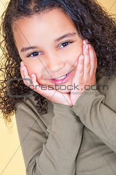 Happy Cheeky African American Mixed Race Girl Child