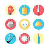 Kitchen utensils and kitchen flat Icons