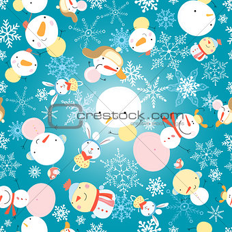 winter pattern with snowmen