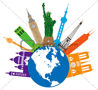 Globe for World Travel Color Illustration