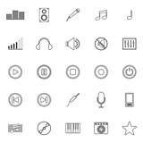 Music line icons on white background