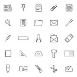 Stationery line icons on white background