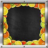 Blackboard with Metal Frame and Fruit