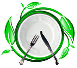 Healthy Food - Green Icon with Leaves