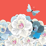 floral background with butterfly