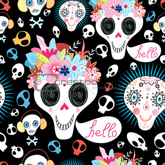 pattern of funny skulls