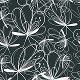 graphic pattern of white flowers