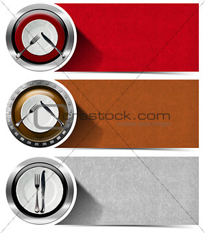 Set of Kitchen Banners with Plates