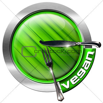 Vegan Restaurant - Green and Metal Icon