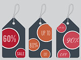 Dark dotted discount labels