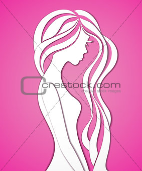 Elegant silhouette of a young woman