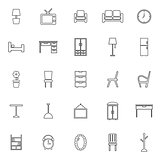 Furniture line icons on white background
