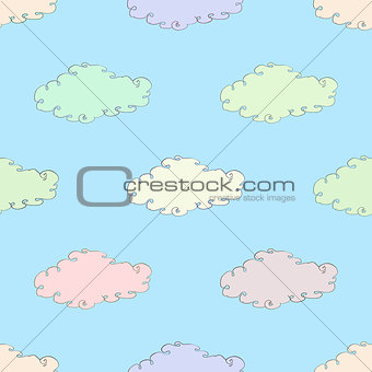 seamless symmetrical ornament with clouds vector illustration