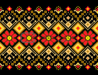 Vector illustration of ukrainian folk seamless pattern ornament. Ethnic ornament. Border element.