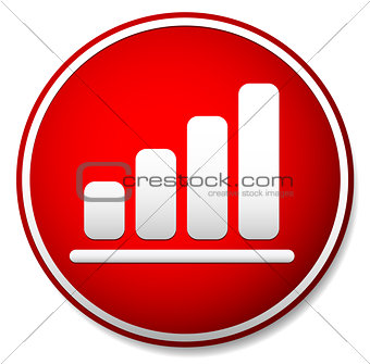 Simple bar chart, bar graph icon in red