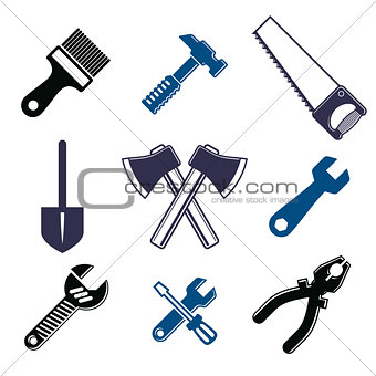 Set of 3d detailed tools, repair theme stylized graphic elements