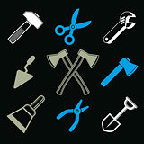 Set of 3d detailed tools, repair theme stylized graphic elements