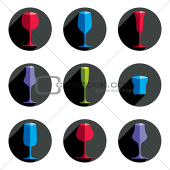 Decorative drinking glasses collection. Set of celebration goble