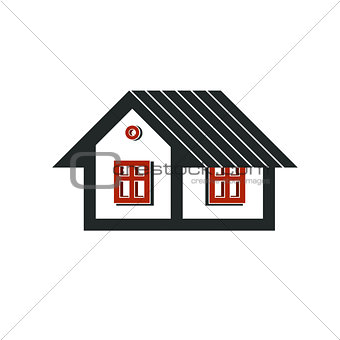 Simple mansion icon isolated on white background, abstract house