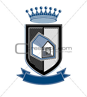 Imperial coat of arms, royal house conceptual symbol. Protection