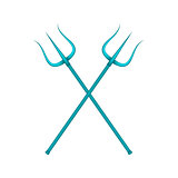 Two crossed tridents in blue design