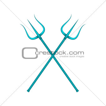 Two crossed tridents in blue design