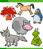 animals cartoon characters set