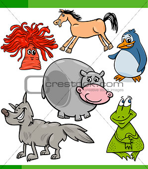 animals cartoon characters set