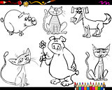 animals set cartoon coloring page