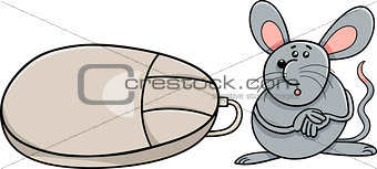computer mouse and real rodent cartoon