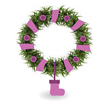 Illustration with Christmas wreath