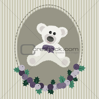 Vintage greeting card with white bear