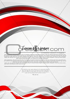 Abstract red and grey wavy corporate flyer design