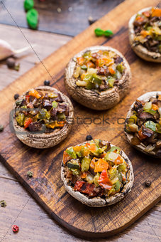 Portobello mushrooms stuffed with vegetables